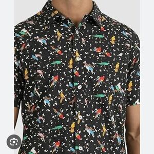 RCVA Shortsleeved Tropical ParrotsButton Down Shirt Large
